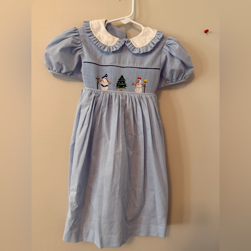 Mom & Me Smocked Snowman Christmas Dress